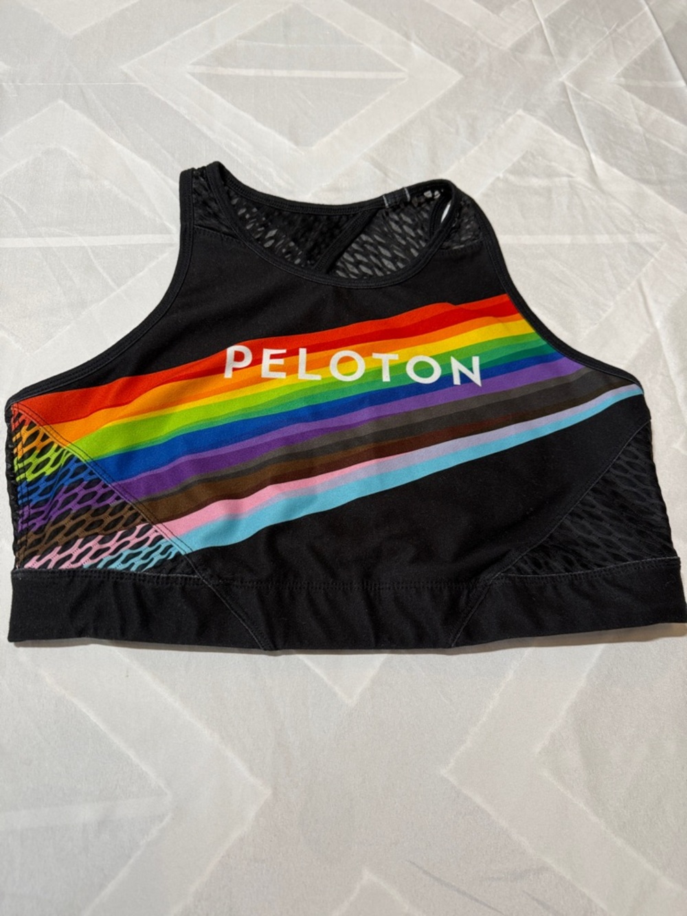 Peloton x With Black Sports Bra with Rainbow Stripes size large